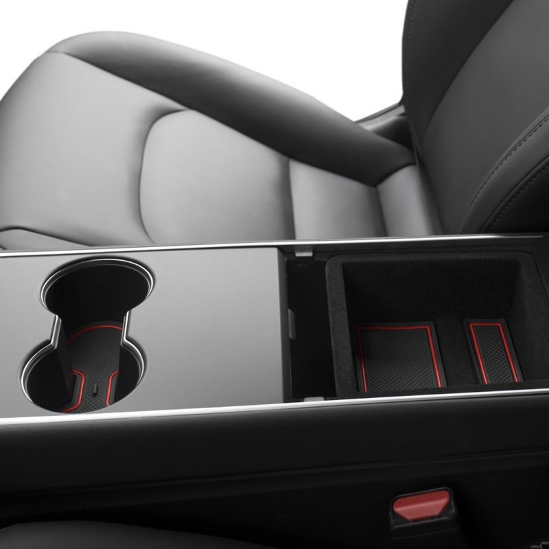 Gummimatter - koppholdere og midtkonsoll- Tesla Model 3