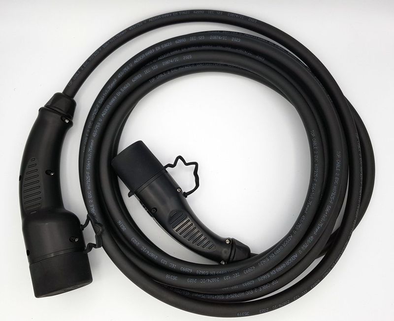 Ladekabel med Teslaknapp - 32A 3-fase Mode 3 Type 2 22kW